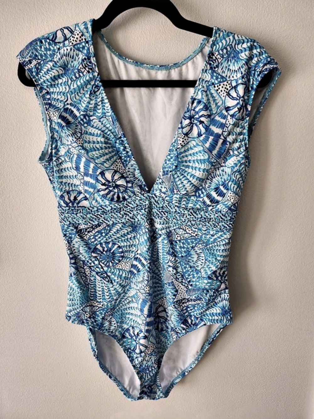 Lilly Pulitzer Lima One-Piece Swimsuit Blue & White Size 12